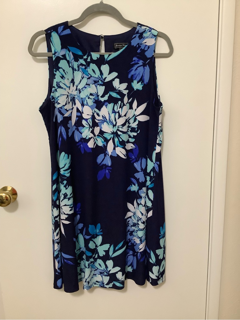 Jessica Howard Navy Floral Sleeveless Midi Dress